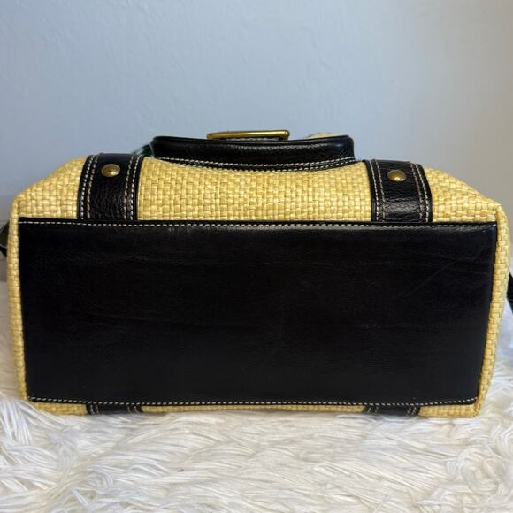 Vintage COACH y2k Black Natural Legacy Straw Tote Bag - Picture 5 of 9